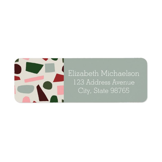 Etiqueta Modern Pink Red Green Abstract Geometric  Pattern (Frente)