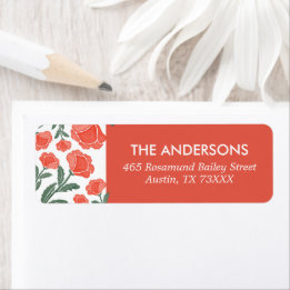 Etiqueta Modern Red Garden Floral Return Address