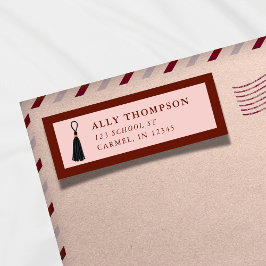 Etiqueta Modern Red Graduation Cap Tassel 