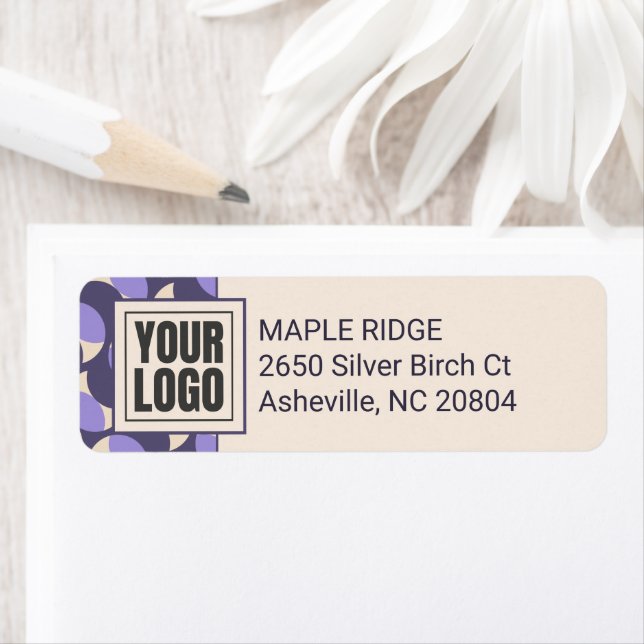 Etiqueta Modern Retro Lavender Geometric Address Label (Insitu)
