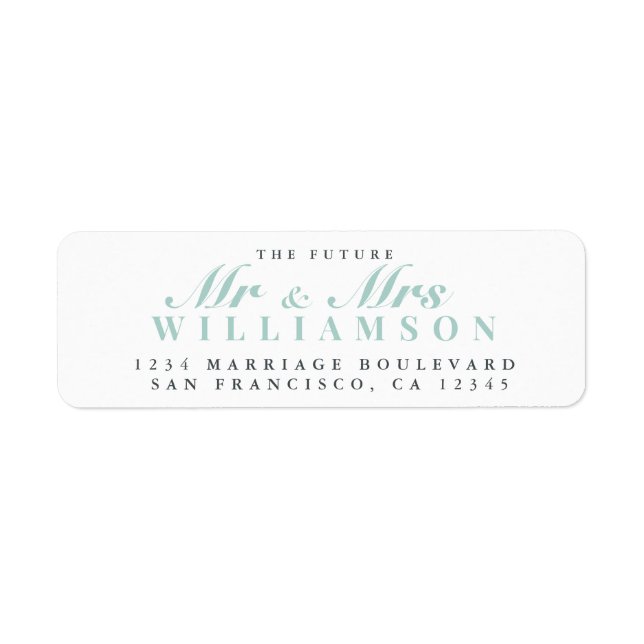 Etiqueta Modern Script Future Sr. Wedding Return Endereço (Frente)