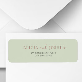 Etiqueta Modern simple bride and groom sage return address