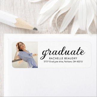Etiqueta Modern Simple Graduation Photo Address Label