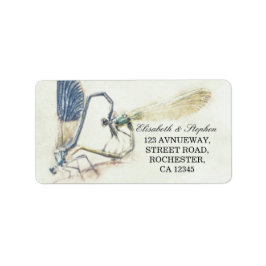 Etiqueta Modern Wedding Address Dragonfly Mating Love Heart