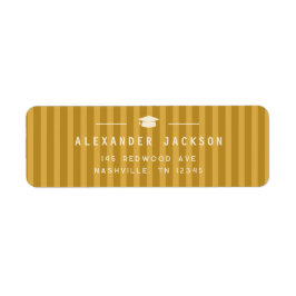 Etiqueta Modern Yellow Stripes Graduation Return Address