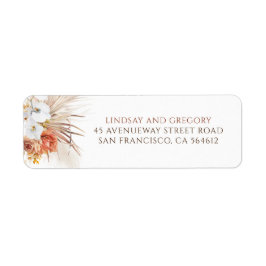 Etiqueta Moderna Boho de Terracota e Flores Branca