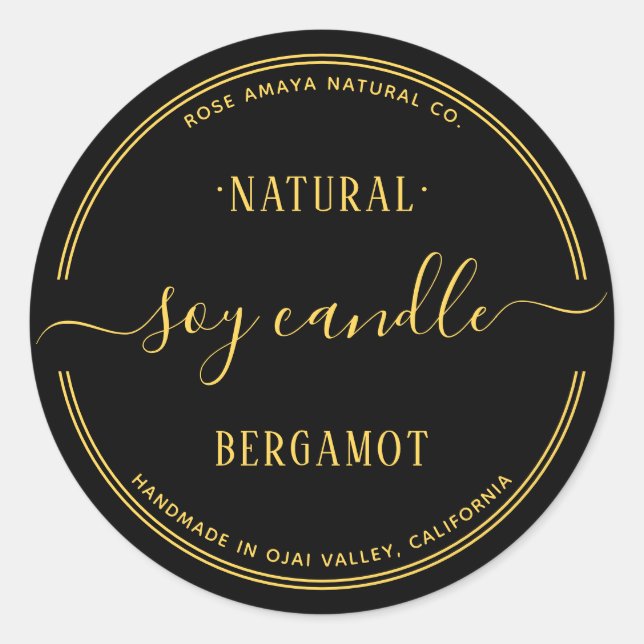 Etiqueta Moderna de Spa de Beleza com Vela Preta e (Frente)