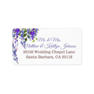 Etiqueta moderna floral do casamento das glicínia