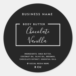 Etiqueta moderna minimalista de produtos negros