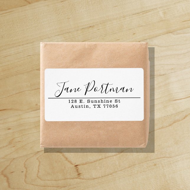 Etiqueta Modernidade Elegante | Transporte de caligrafia ("Everyday is abundantly beautiful." 
Sincerely Best Wishes from Lucky Design World)