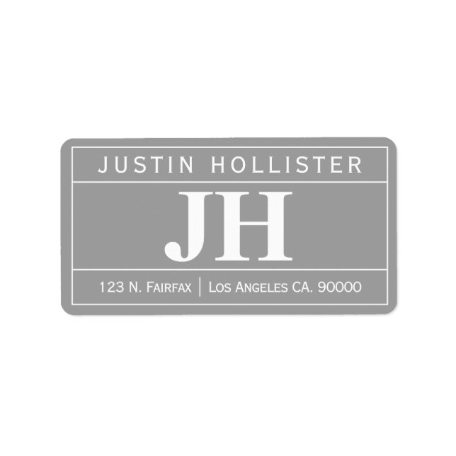 Etiqueta Moderno Bold Professional | Cinzas e brancas (Frente)