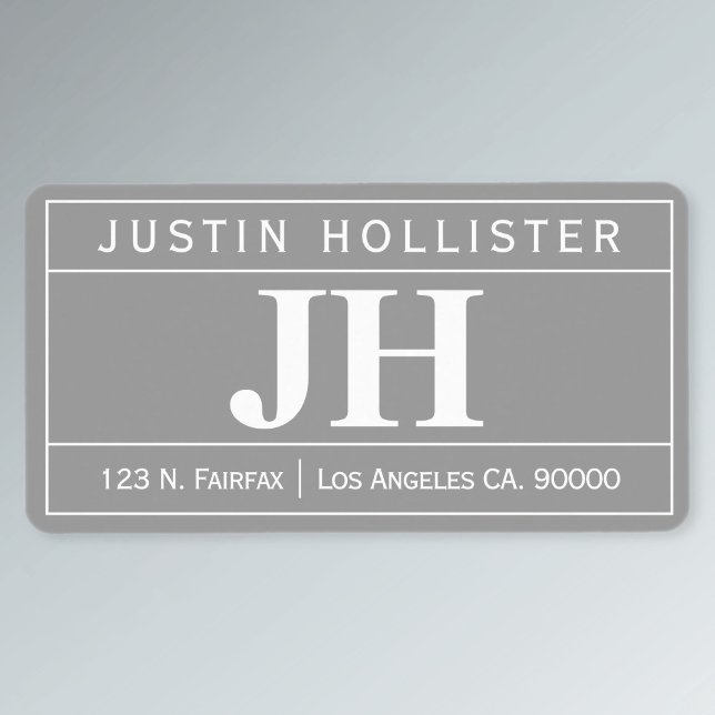 Etiqueta Moderno Bold Professional | Cinzas e brancas (Criador carregado)