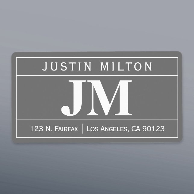 Etiqueta Moderno Bold Professional | Cinzas e brancas (Criador carregado)