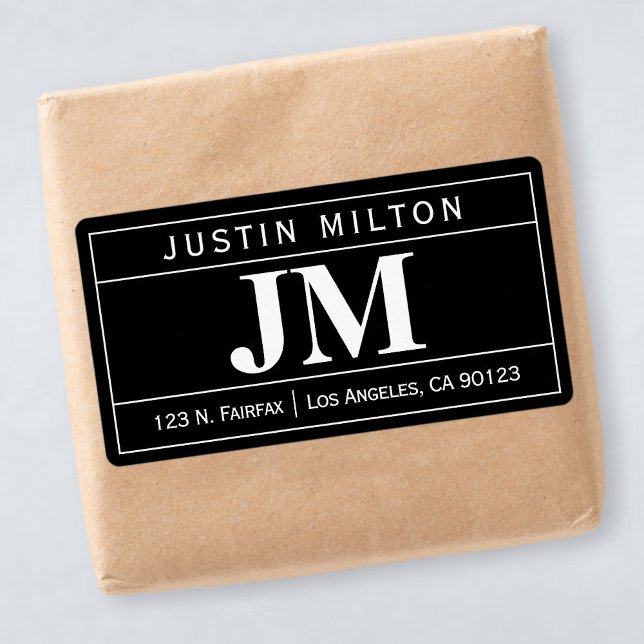 Etiqueta Moderno Bold Professional | Preto e branco (Criador carregado)