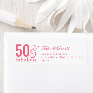 Etiqueta Moderno Cinquenta e Fabuloso Aniversário de 50 Ano
