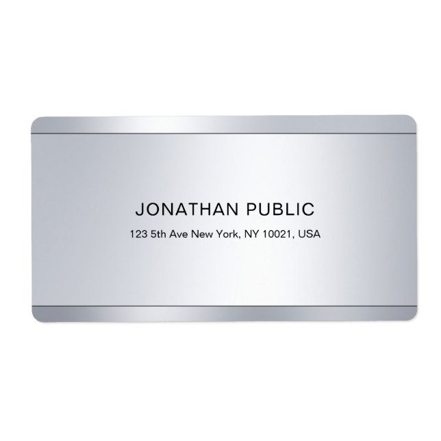 Etiqueta Moderno Glamour Prata Elegante Profissional (Frente)