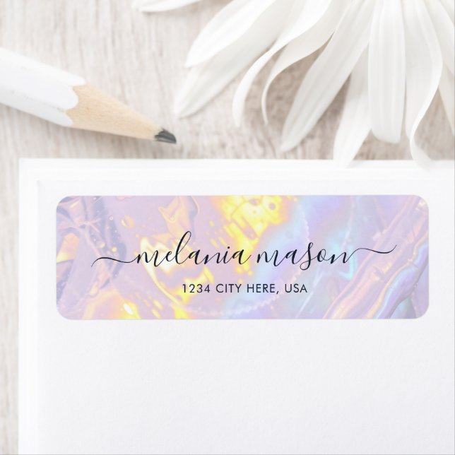 Etiqueta Moderno Holográfico Elegante Roxo (Insitu)