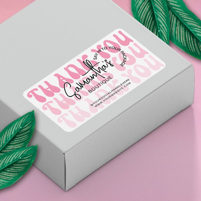 Etiqueta Moderno Obrigado Por Comprar Entrega Rosa Retroati (Criador carregado)