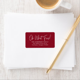 Etiqueta Moderno Oh Que Diversão Script Burgundy Endereço D