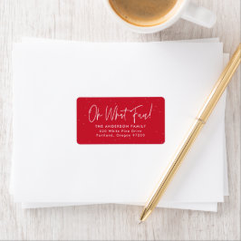 Etiqueta Moderno Oh Que Diversão Script Red Return Endereço