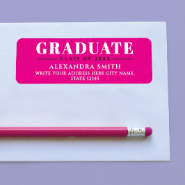 Etiqueta Moderno Rosa Branco Formal Feminino Graduação Esco