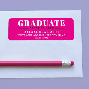 Etiqueta Moderno Rosa Branco Formal Feminino Graduação Esco