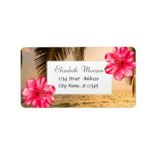 Etiqueta Moderno Tropical, Hibisco Praia Palmeira