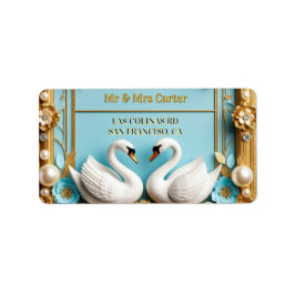 Etiqueta Moldura de Casamento de Cisne para Decoração de Ca