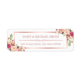 Etiqueta Moldura Dourada Rosa na Moda Flores Rosa Vintage