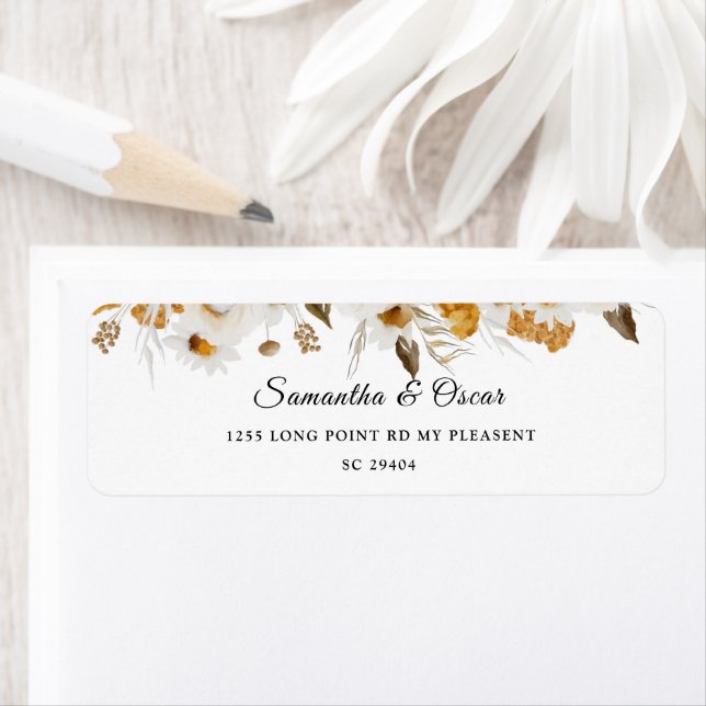 Etiqueta Moldura Floral Amarelo e Branco do Autumn (Insitu)