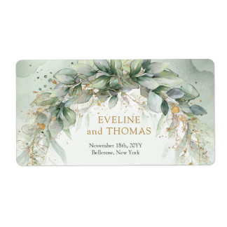 Etiqueta Moldura oval de ouro de folhagem lavada verde