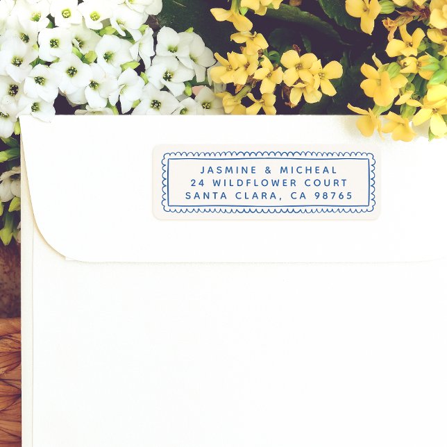 Etiqueta Moldura Retro Desenhada à Mão Caprichosa Endereço  (Return Address Label Mock-up)