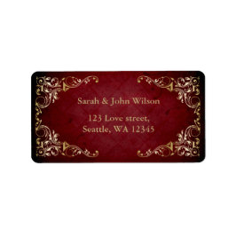 Etiqueta moldura vermelha rústica de ouro