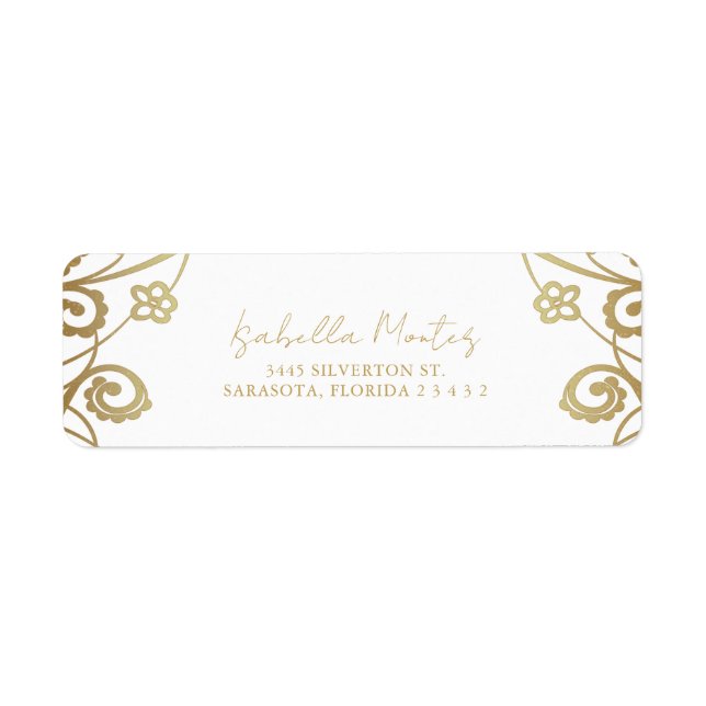 Etiqueta Molho Floral Dourado Romântico (Frente)