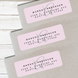 Etiqueta Mongoram Chic Script Letra Maiúscula Roxo Endereço