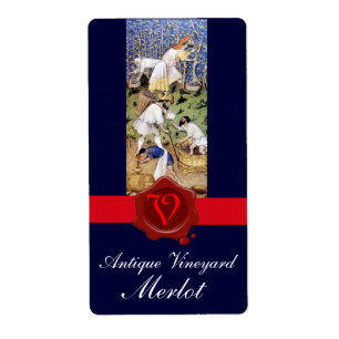 ETIQUETA MONOGRAMA ANTIGO DO SELO DA CERA DA COLHEITA DO