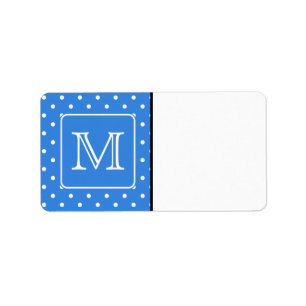 Etiqueta Monograma azul e branco do teste padrão de