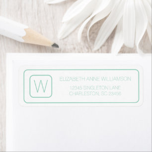 Etiqueta Monograma Branco e Teal Simples