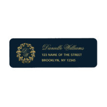 Monograma Caligrafia Elegante com Coroa Naval Azul