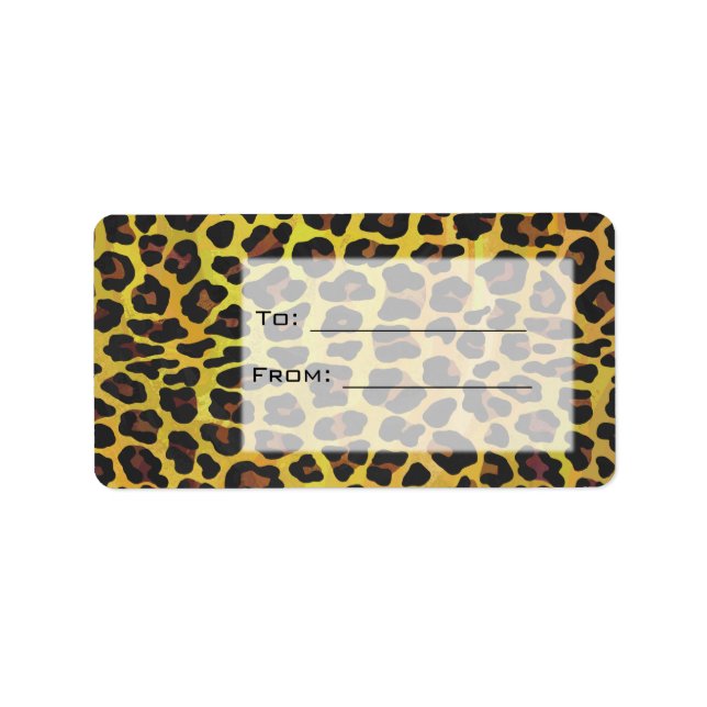 Etiqueta Monograma com Leopardo Castanho e Amarelo (Frente)