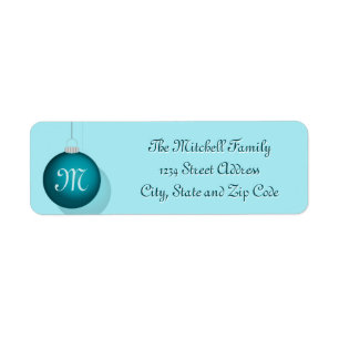 Etiqueta Monograma da Bola de Natal Teal