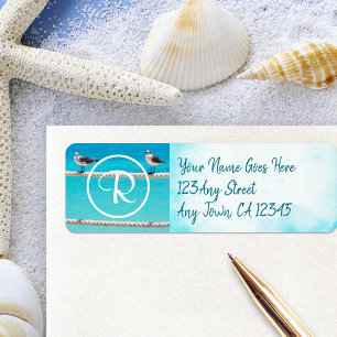 Etiqueta Monograma de aves de gaiola foto do moderno endere