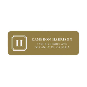 Etiqueta Monograma de Cantos Curvos de Quadro Dourado Quadr