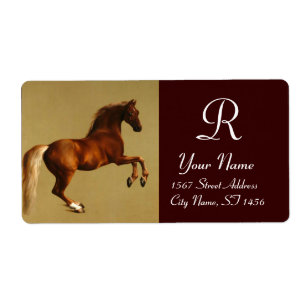 Etiqueta MONOGRAMA DE CAVALO VERMELHO, marrom