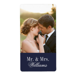 Etiqueta Monograma de Foto de Casamento Personalizado