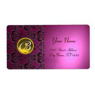 Etiqueta MONOGRAMA DE PINK NEGRO,topaz amarelo