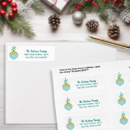 Etiqueta Monograma do Enfeites de natal Retro Azul