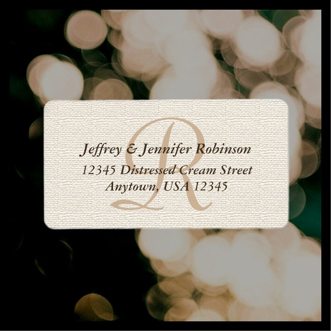 Etiqueta Monograma do Rótulo de Endereço de Retorno Texturi (Criador carregado)