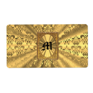 Etiqueta monograma Dourado damask
