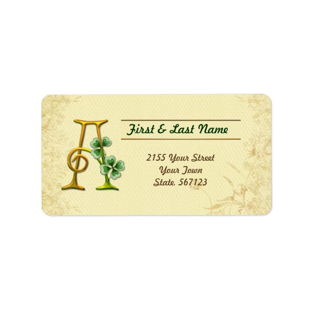 Etiqueta Monograma Dourado Irlandês A Rótulo (Frente)